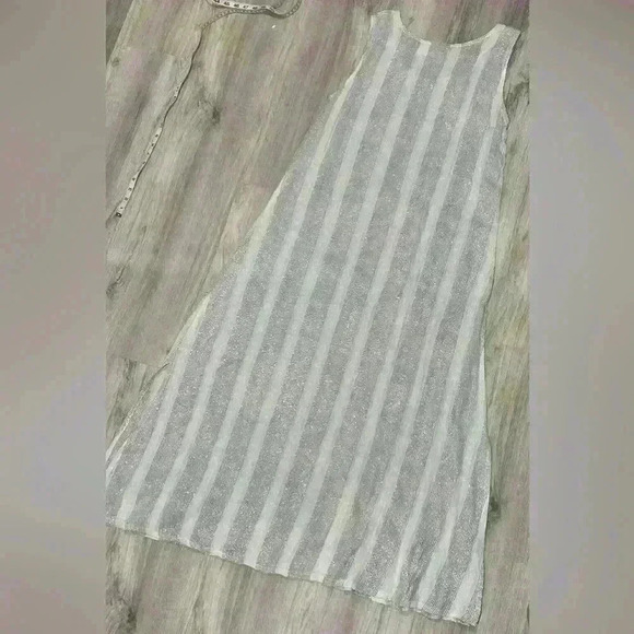 Vintage Dia Women’s Maxi Swim Cover Sheer White Silver Stripe Size M - Picture 9 of 10